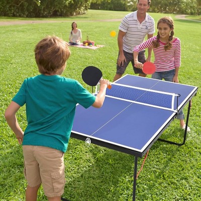 Portable Foldable Table Tennis Table With Net, 2 Paddles, 3 Balls ...