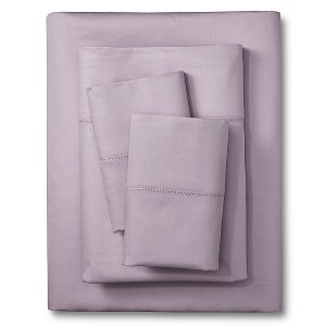 Elite Home 400 Thread Count Hemstitch Solid Sheet Set - Lilac (King), Purple