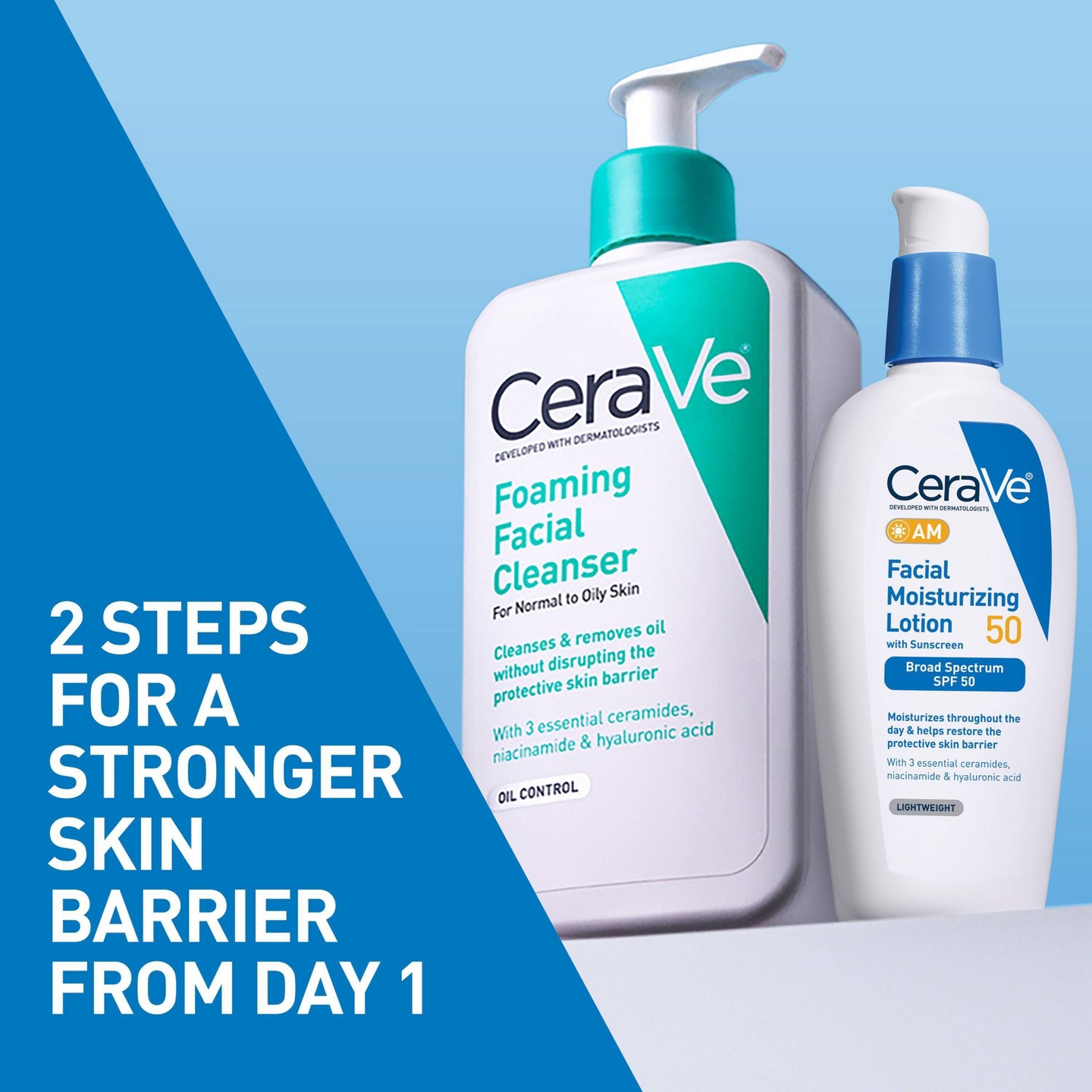 Набор CeraVe: пенка для умывания 8 fl oz и лосьон для лица AM SPF 50 3 fl oz — фото 5