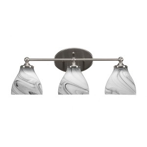 Toltec Lighting Capri 3 - Light Vanity in  Brushed Nickel with 6.25" Onyx Swirl Shade - 1 of 1