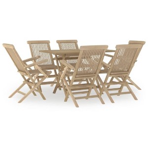 vidaXL Patio Dining Set Outdoor Furniture Set for Garden Gray Solid Wood Teak - 1 of 4