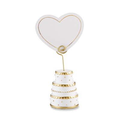  Set Of 6 Wedding Cake Place Card Holder Gold/White 