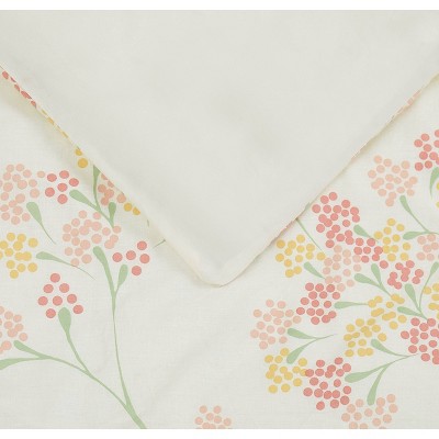 Ivory Floral Cotton King Comforter Set with Shams
