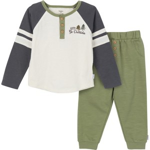 Gerber Toddler Boys' Henley Shirt and Joggers 2-Piece Set - 1 of 4