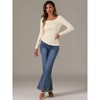 Allegra K Women's Drawstring Ruched Round Neck Long Sleeve Irregular Hem Basic T-shirt - 3 of 4