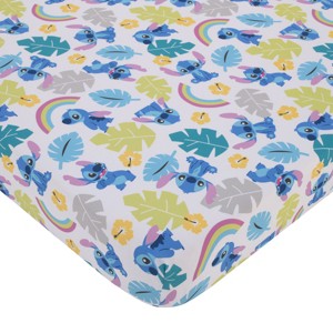 NoJo Disney Stitch Blue, Teal, Lime, and White Nursery Fitted Crib Sheet - 1 of 4
