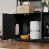 Litter Box Cabinet - 52" Bookshelf Enclosure with Doors, Shelves & Scratch Pad, Black - 4 of 4