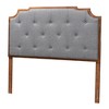 Baxton Studio Queen Fortuna Fabric and Wood Headboard Gray/Walnut Brown: Upholstered Design, Rubberwood Frame, Easy Care - 2 of 4