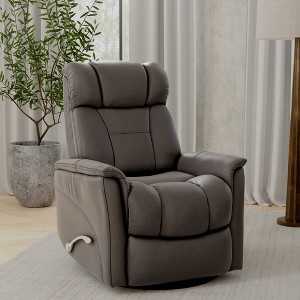 Global Home Bentley Leather Swivel Glider Recliner with Manual Adjustable Headrest & Footrest - 1 of 4