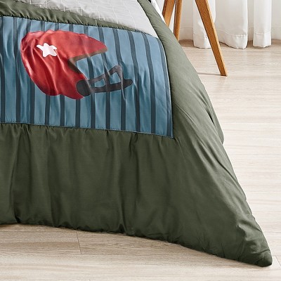 Sweet Jojo Designs Boy Full/Queen Comforter Bedding Set Football Green Brown and Red 3pc — фото 5