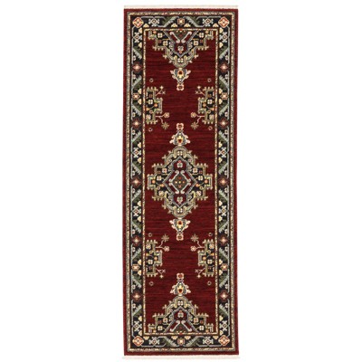 Oriental Weavers Lilihan 092R6 Red/ Black Indoor Area Rug - 2' x 6'