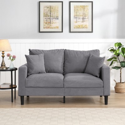 57 " High Resilience Loveseat Sofa with Wooden Frame for Small Space Living Room,Bedroom Apartment Small Space , Light gray