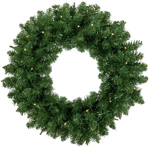 Northlight Pre-Lit Vernon Pine Artificial Christmas Wreath, 24-Inch, Warm White LED Lights - 1 of 4