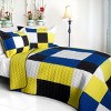 Slickblue Handmade Full/Queen Quilt Set, 100% TC Fabric, Patchwork Geometric Design, 4 Color Options, 3-Piece Set - 4 of 4