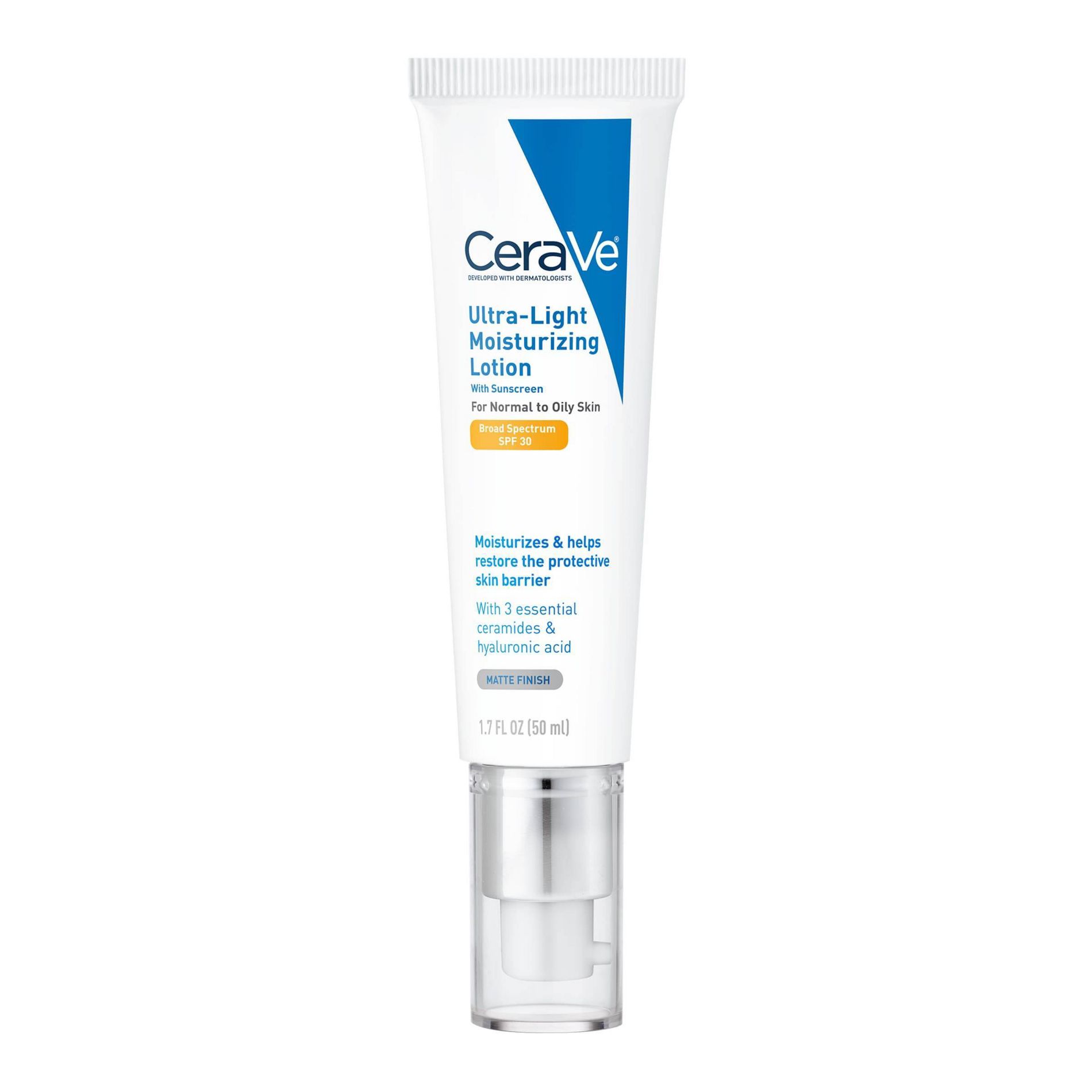 CeraVe Ultra-Light Face Lotion Moisturizer with Sunscreen - SPF 30 – 1.7oz: Noncomedogenic, Paraben-Free, With Hyaluronic Acid
