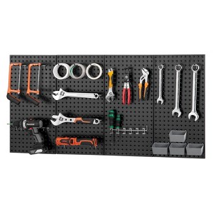 VEVOR Metal Pegboard Panels, 24" x 12" Pegboard, 4 Panels, Heavy Duty Peg Board Wall Organizer with Accessories, Black - 1 of 4