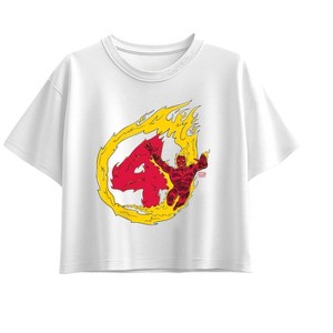 Girls' - Marvel - Fantastic Four Human Torch 4 Short Sleeve Boxy Graphic T-Shirt - 1 of 1