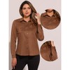 Allegra K Women's Faux Suede Stretch Casual Button Down Long Sleeve Shirt - 2 of 4