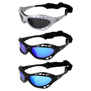 3 Pairs of Birdz Eyewear Seahawk Safety Goggles with Flash Mirror, Blue, Green Mirror Lenses - 1 of 4
