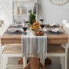 Design Imports  Braided Stripe Jacquard Fringe Table Runner, 15X108", Cool Gray - 3 of 4