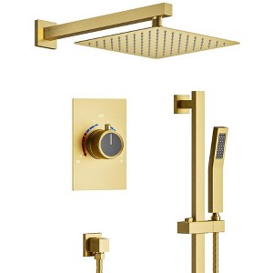 YAWWALK 2-Spray Wall Mount Dual Fixed and Adjustable Handheld Shower Head with Slide Bar - 1 of 4