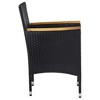 vidaXL 2 pcs Modern Patio Dining Chairs in Durable Black Poly Rattan with Acacia Wood Armrests and Removable, Washable Cushion Covers - 4 of 4