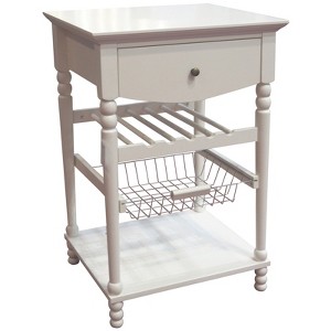 eHemco Euro Kitchen Cart with 1 Drawer, 2 Storage Shelves and 1 Basket, White - 1 of 4