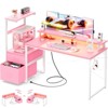 Besiost 60-In Computer Desk with Fabric Drawers and Charging Station - 2 of 4