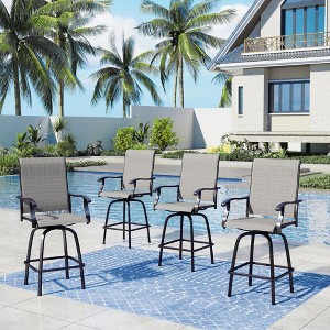 Captiva Designs 2pc Outdoor Breathable Sling Bar Stools with Waved Armrests & Reinforced Base - 1 of 4
