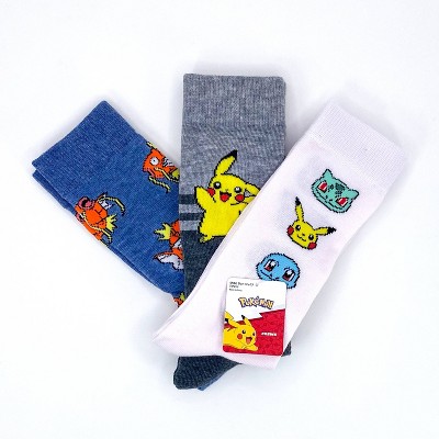 Pokemon Crew Socks - Generation 1 Heads/Pikachu Waving/Magikarp - 3pk