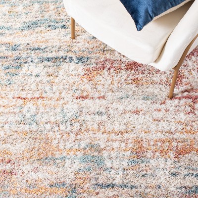 Ivory Beige Hand-Knotted Square Synthetic Area Rug