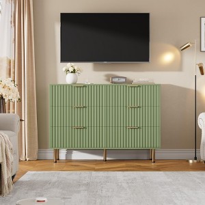Fluted 6-Drawer Dresser for Bedroom – 54" Wide Modern Chest of Drawers with Deep Drawers - 1 of 4