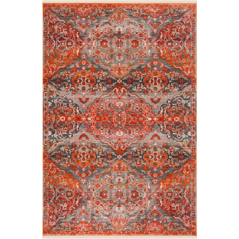 5'x7' Medallion Loomed Area Rug Aqua/Orange - Safavieh
