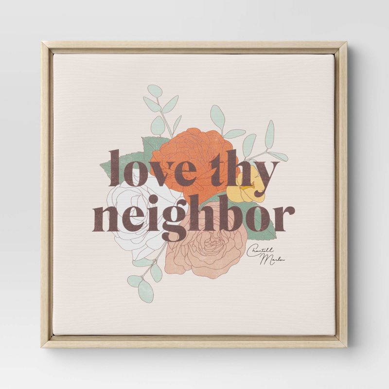 12&#34; x 12&#34; Love The Neighbor by Chantell Marlow Framed Wall Canvas - Threshold&#8482;, 1 of 6