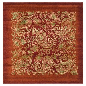 Red Abstract Loomed Square Area Rug - (8