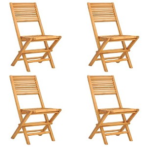 vidaXL Folding Patio Chairs - Set of 4 - Solid Teak Wood Construction - Space-Saving Foldable Design - Comfortable & Stylish - 1 of 4