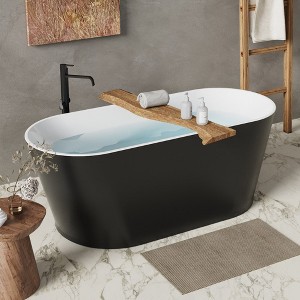 67" Acrylic Freestanding Bathtub, Contemporary Soaking Bathtub with Pop Up Drain & Overflow, Soaking Bath Tubs for Bathroom UPC Certified Black 1 - 1 of 4