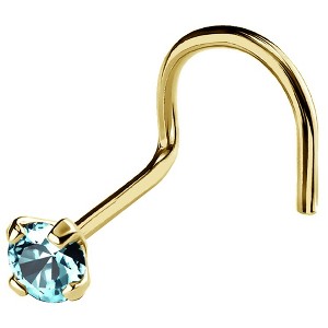 Jewelry Avalanche 22G 14K Gold Nose Screw Nose Stud with Blue Topaz Gemstone - 1 of 2