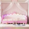 Twin Size Extending Daybed with Upholstered Frame, Crown Headboard and LED Lights, Converts to Queen Platform Bed-Maison Boucle - 3 of 4