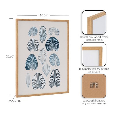 Natural Oak Framed Abstract Coastal Blue Coral Print, 16x20