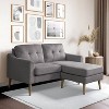 Serta Brighton Loveseat Ottoman Chaise Charcoal: Mid-Century Modern 2-Piece Sectional with Tufted Cushions - 2 of 4