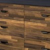 Dresser with 6 Drawers and Block Pattern Gray/Brown - Benzara: Wood Frame, Metal Bar Pulls, Bracket Feet - image 4 of 4