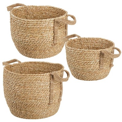 mDesign Woven Seagrass Braided Home Storage Basket Bin, Set of 3