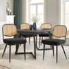 Bekrvio Rattan Dining Chairs Set of 4 - Mid Century Modern Boucle Upholstered Cane Back Side Chairs with Metal Legs for Kitchen - 3 of 4