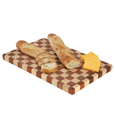 MegaChef 16x10 Checkerboard Acacia Wood and Rubber Wood Cutting Board Butcher Block