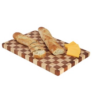 MegaChef 16x10 Checkerboard Acacia Wood and Rubber Wood Cutting Board Butcher Block - 1 of 4