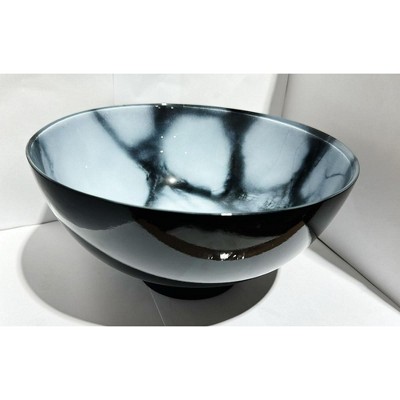 Classic Touch 10.5" Black and Gold Marbleized Footed Bowl