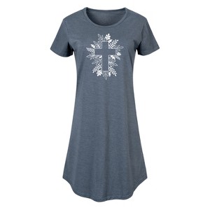 Women's - Instant Message - Foliage Cross Graphic T-shirt Dress - 1 of 4