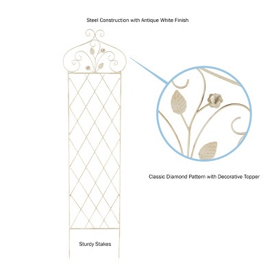 Antique White Steel Lattice Garden Trellis for Climbing Plants