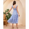 BLUEMING Maternity Dress Summer Ruffled Highwaist Dress with Mini Cap Sleeve Shirred A-Line Midi Dress Floral Sundress - 3 of 4